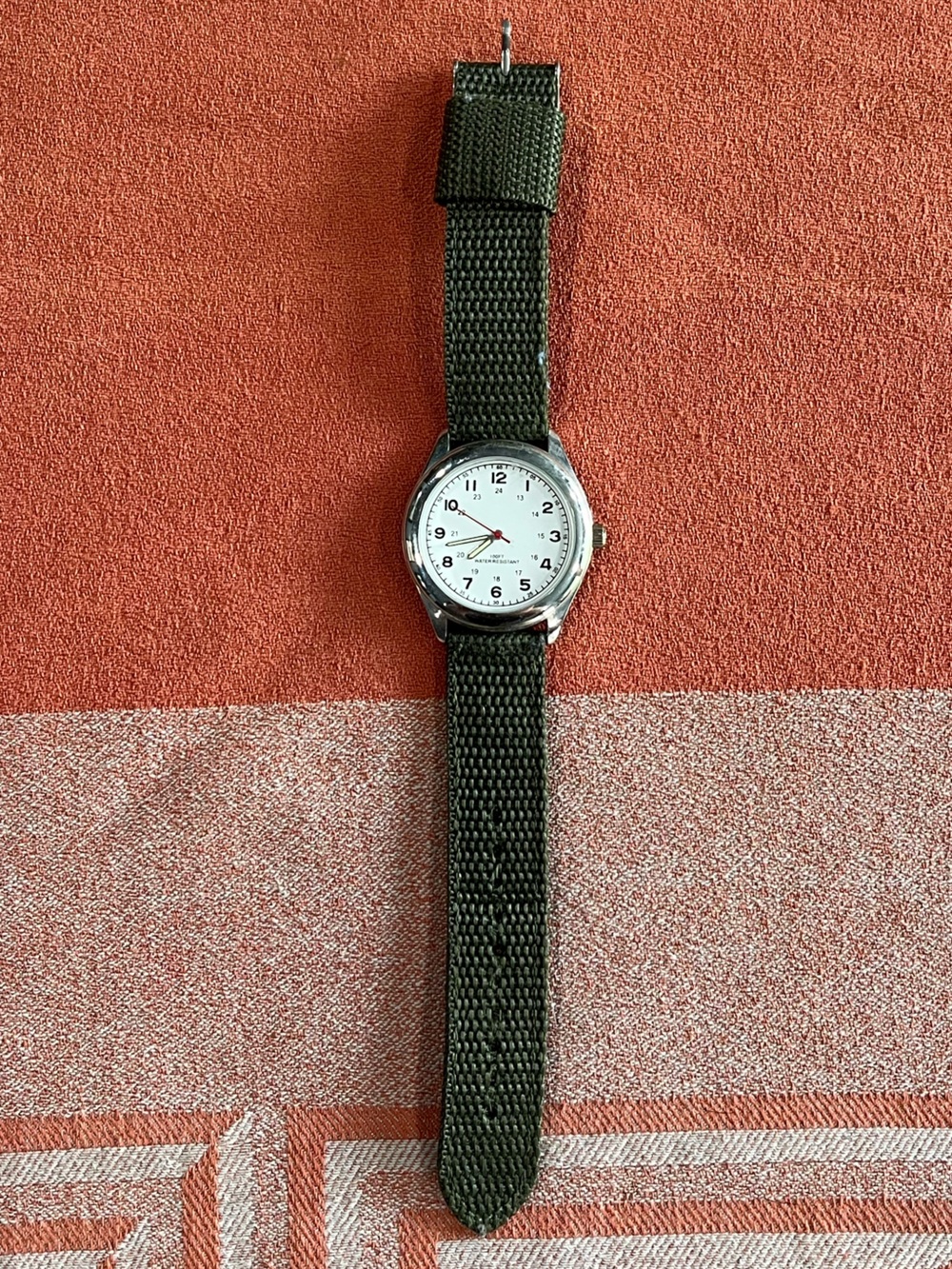 Field-style Wristwatch with Olive Green Nylon Strap